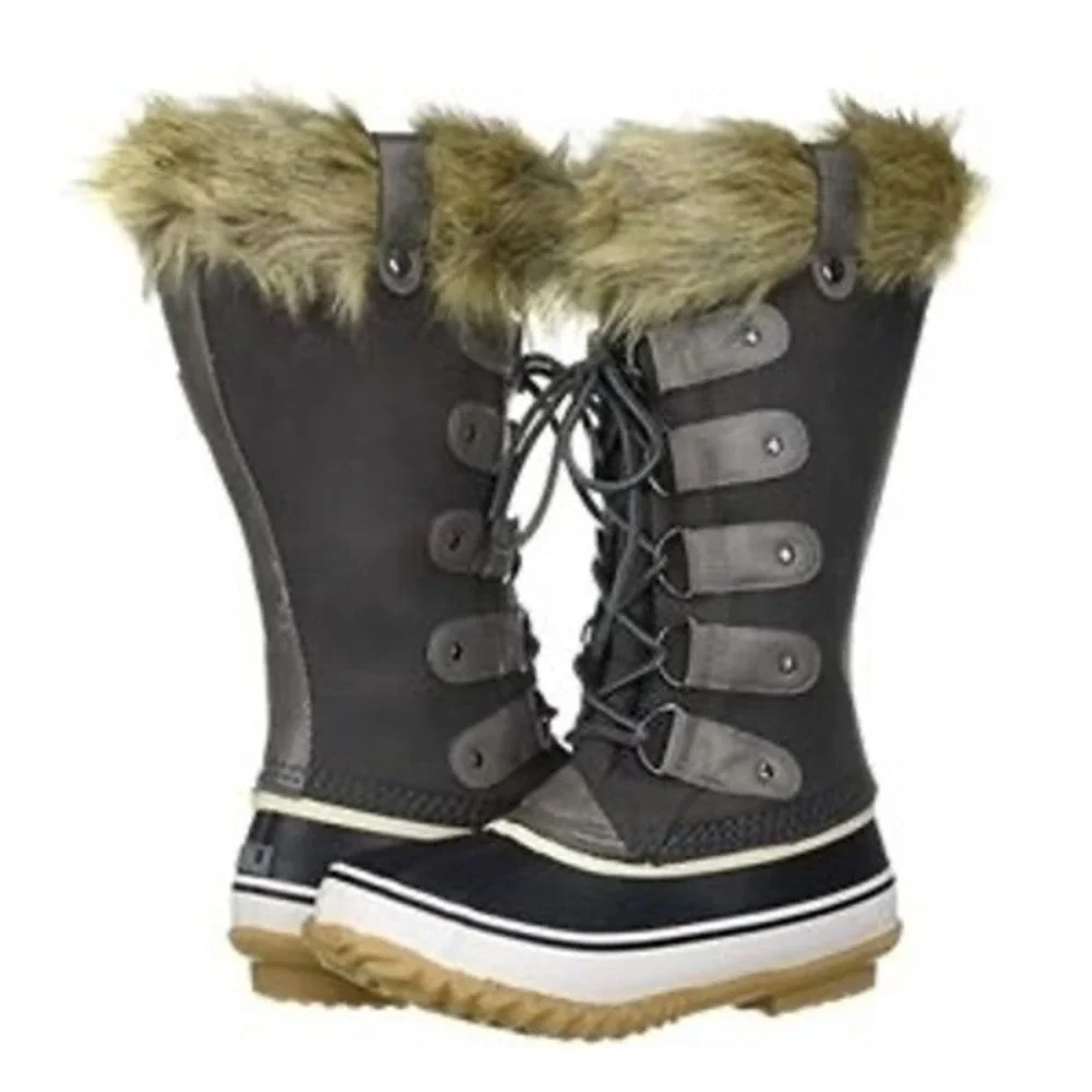 JBU by Jambu Ella Women 7 Dark Grey Waterproof Faux Fur Tall Winter Duck Boots